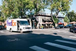 A FedEx Truck on the street