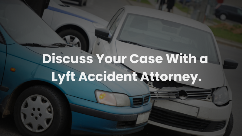 Car accident scene involving a Lyft rideshare vehicle, encouraging victims to discuss their case with a Lyft accident attorney.