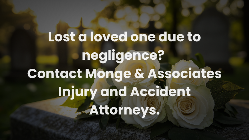 Memorial flowers at a gravesite representing loss of a loved one due to negligence, encouraging families to contact a wrongful death lawyer.